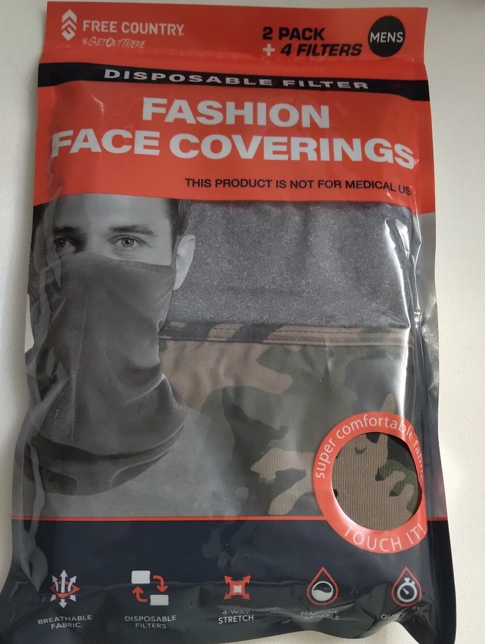 Free Country Gray & Camo Men's Fashion Face Coverings 2 Pack